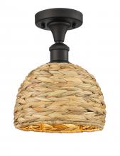 Innovations Lighting 516-1C-OB-RBD-8-NAT - Woven Rattan - 1 Light - 8 inch - Oil Rubbed Bronze - Semi-Flush Mount