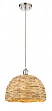 Innovations Lighting 516-1P-PN-RBD-12-NAT - Woven Rattan - 1 Light - 12 inch - Polished Nickel - Mini Pendant