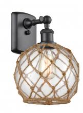 Innovations Lighting 516-1W-BK-G122-8RB - Farmhouse Rope - 1 Light - 8 inch - Matte Black - Sconce