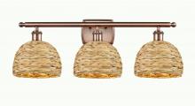 Innovations Lighting 516-3W-AC-RBD-8-NAT - Woven Rattan - 3 Light - 28 inch - Antique Copper - Bath Vanity Light