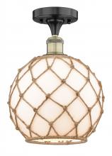 Innovations Lighting 616-1F-BAB-G121-10RB - Farmhouse Rope - 1 Light - 10 inch - Black Antique Brass - Semi-Flush Mount