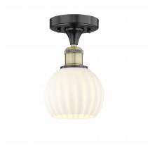 Innovations Lighting 616-1F-BAB-G1217-6WV - White Venetian - 1 Light - 6 inch - Black Antique Brass - Semi-Flush Mount