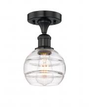 Innovations Lighting 616-1F-BK-G556-6CL - Rochester - 1 Light - 6 inch - Matte Black - Semi-Flush Mount