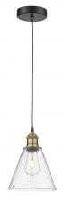 Innovations Lighting 616-1P-BAB-GBC-84-LED - Berkshire - 1 Light - 8 inch - Black Antique Brass - Cord hung - Mini Pendant