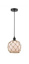 Innovations Lighting 616-1P-BK-G121-8RB - Farmhouse Rope - 1 Light - 8 inch - Matte Black - Cord hung - Mini Pendant