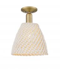 Innovations Lighting 716-1C-BB-NBD-9-NAT - Bristol Natural - 1 Light - 6 inch - Brushed Brass - Semi-Flush Mount