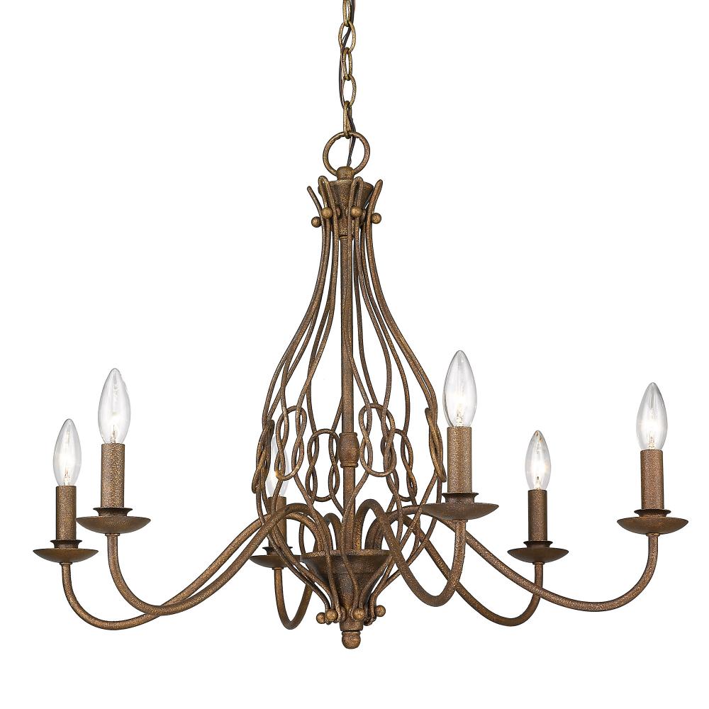 Antoinette 6-Light Chandelier in Burnished Chestnut