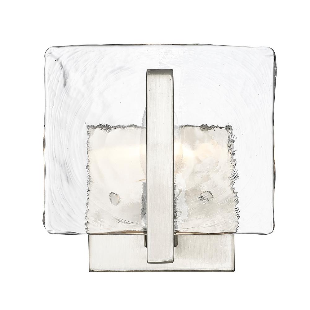 Aenon PW 1 Light Wall Sconce in Pewter with Hammered Water Glass Shade