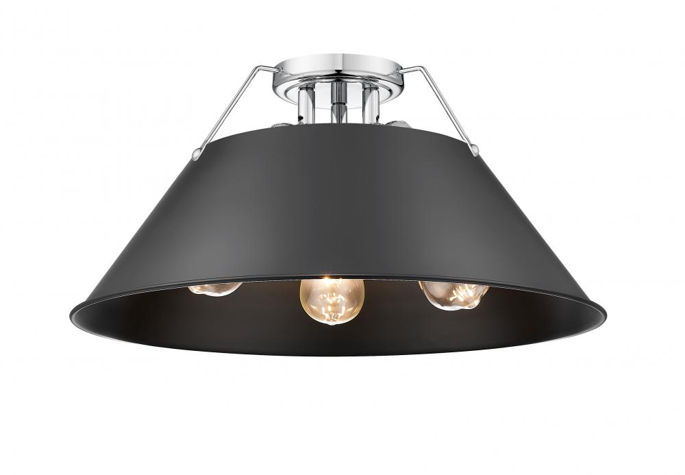 Orwell 3-Light Flush Mount in Chrome with Matte Black