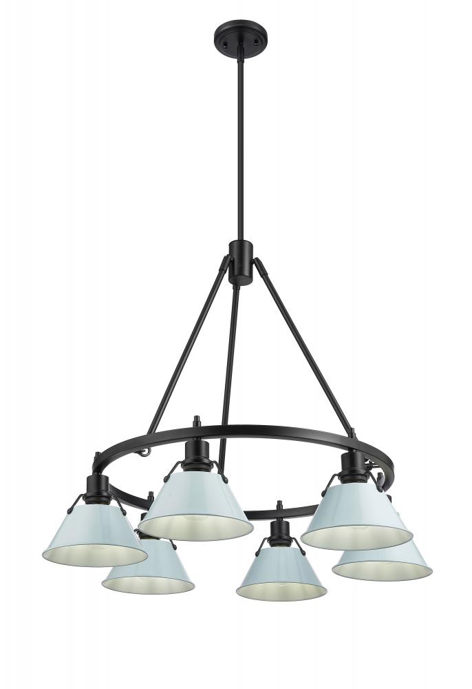 Orwell 6-Light Chandelier in Matte Black with Dusky Blue