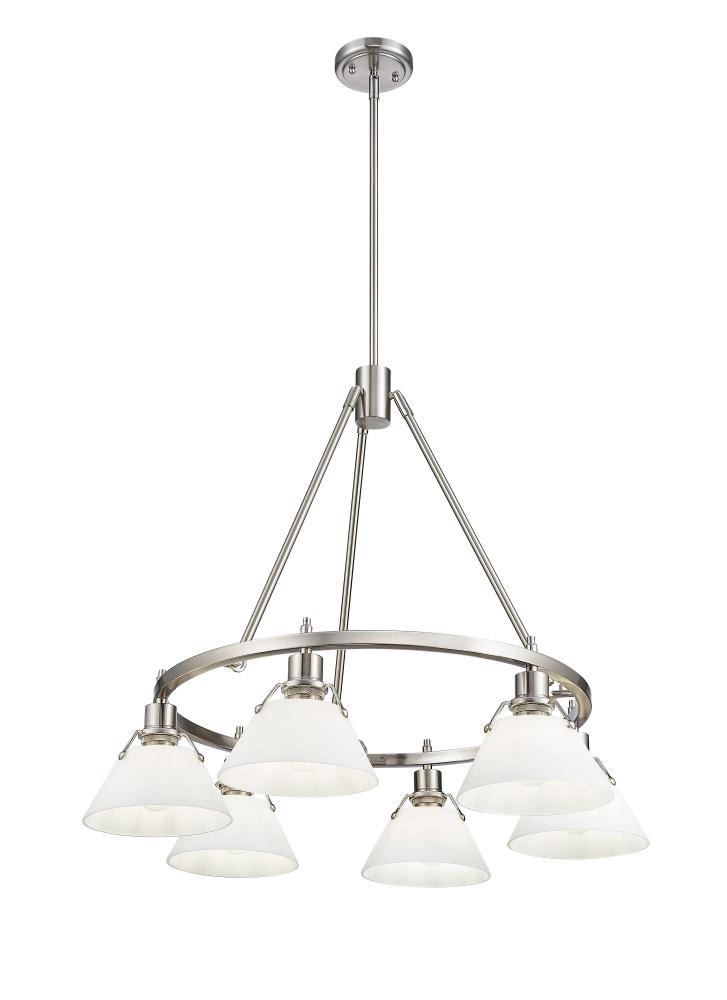 Orwell 6-Light Chandelier in Pewter with Opal Glass