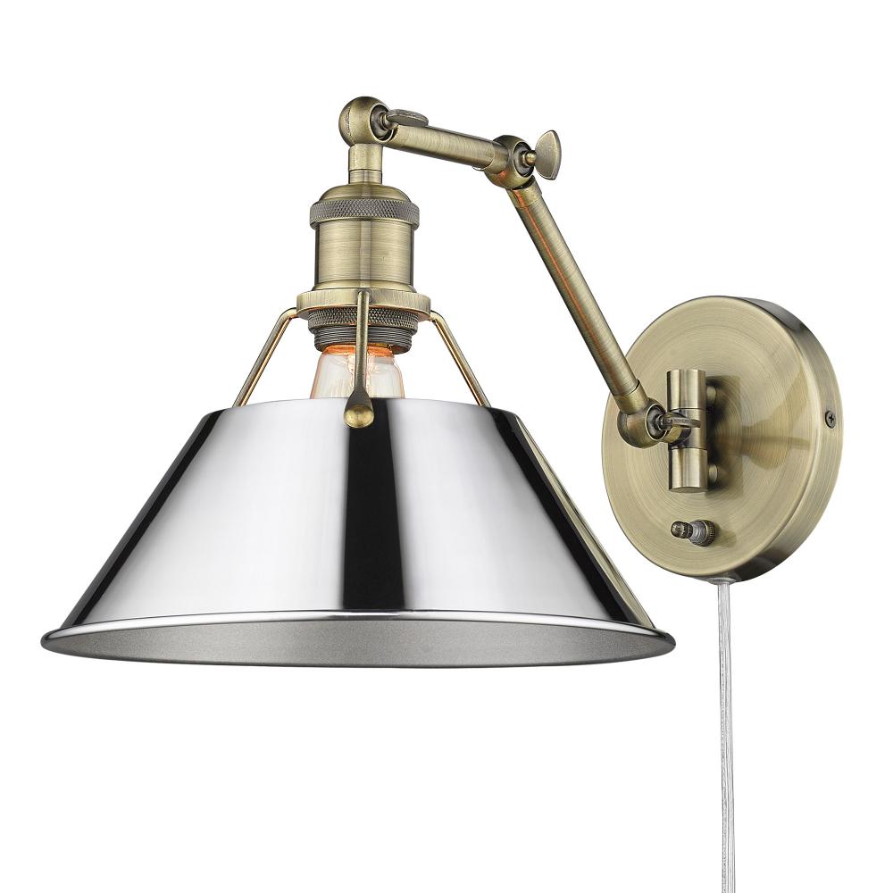 Orwell Articulating Wall Sconce in Aged Brass with Chrome