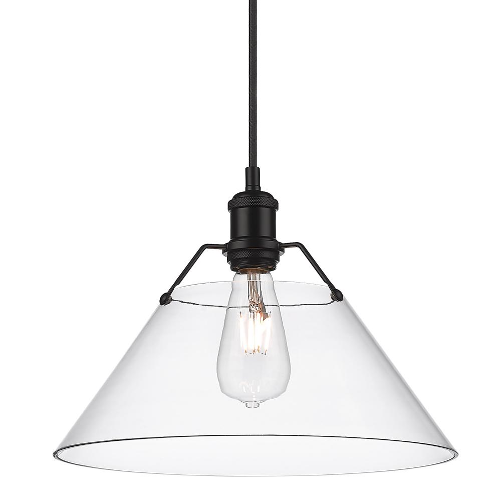 Orwell 14" Wide Large Pendant in Matte Black with Clear Glass