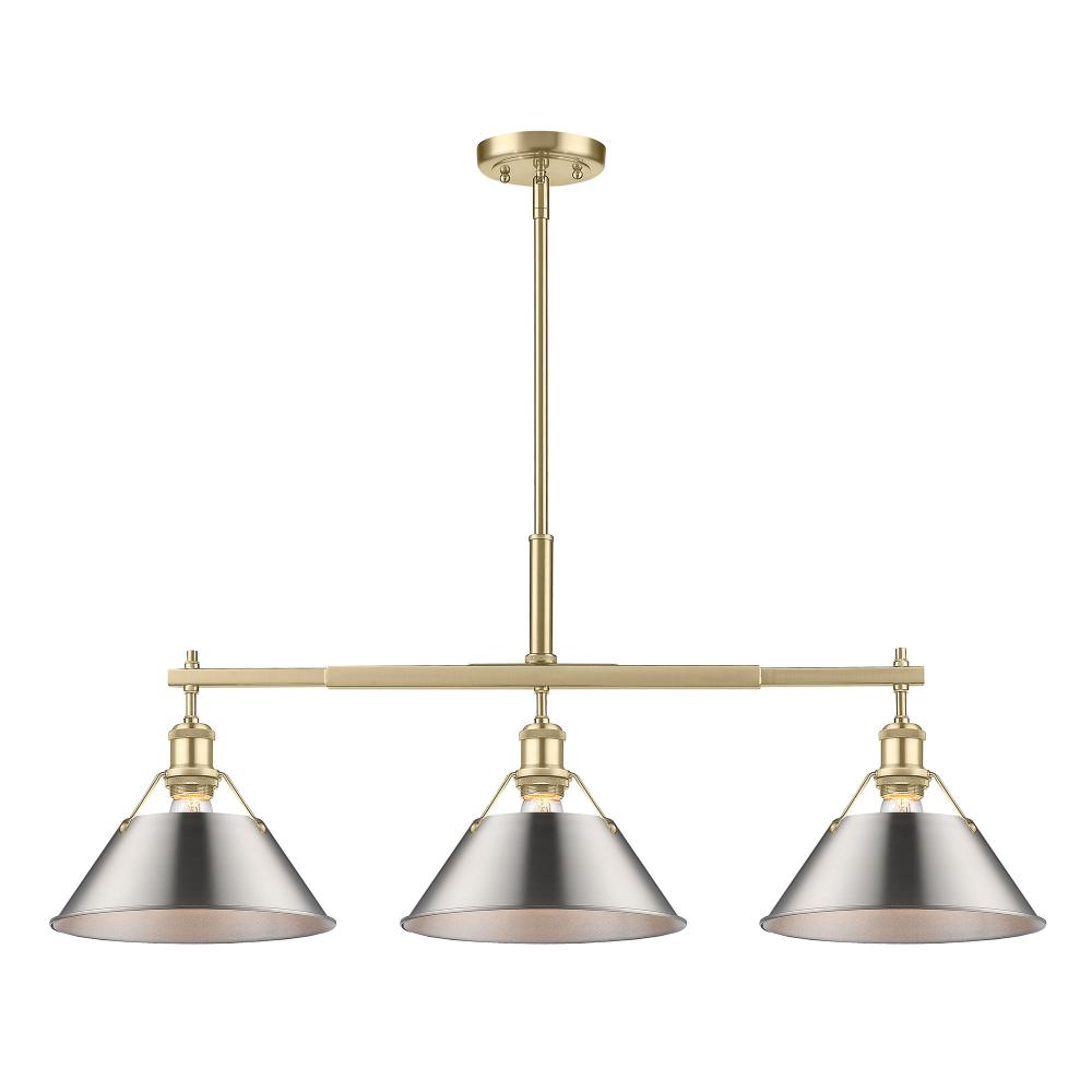 Orwell 3-Light Linear Pendant in Brushed Champagne Bronze with Pewter