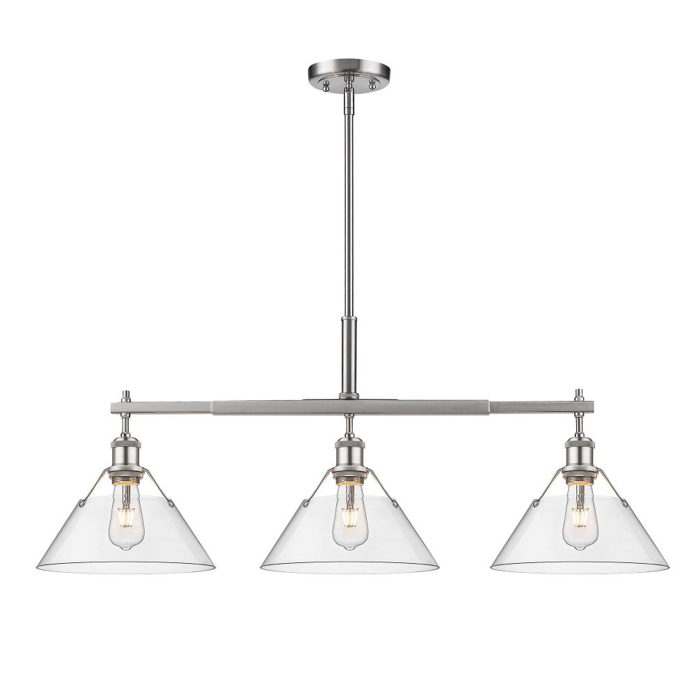 Orwell 3-Light Linear Pendant in Pewter with Clear Glass