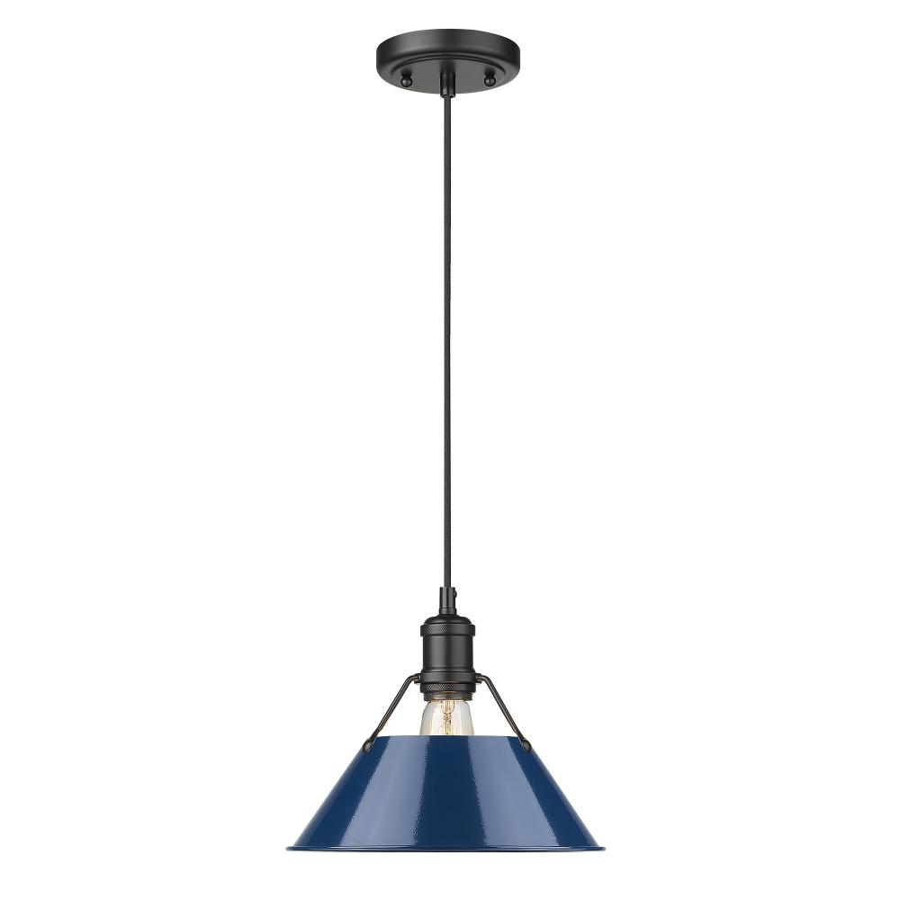 Orwell 10" Wide Medium Pendant in Matte Black with Matte Navy