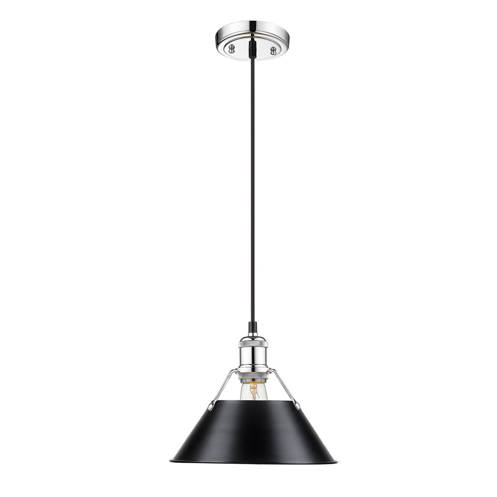 Orwell CH Medium Pendant - 10" in Chrome with Matte Black shade
