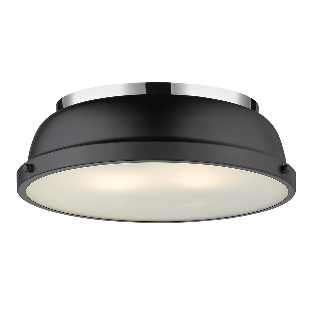 Duncan 14" Flush Mount in Chrome with a Matte Black Shade