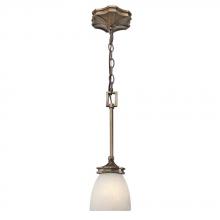 Golden 1054-M1L ST - One Light Silvered Taupe Marbelized Linen Glass Down Mini Pendant