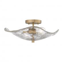 Golden 1140-SF MBS-HWG - Samara MBS 2 Light Semi-Flush in Modern Brass with Hammered Water Glass Shade