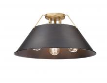 Golden 3306-3FM BCB-RBZ - Orwell BCB 3 Light Flush Mount in Brushed Champagne Bronze with Rubbed Bronze shade