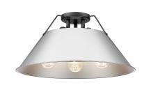 Golden 3306-3FM BLK-CH - Orwell 3-Light Flush Mount in Matte Black with Chrome