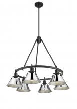 Golden 3306-6 BLK-CH - Orwell BLK 6 Light Chandelier in Matte Black with Chrome shades