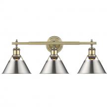 Golden 3306-BA3 AB-PW - Orwell 3-Light Vanity Light in Aged Brass with Pewter