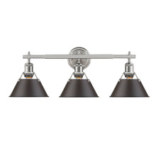 Golden 3306-BA3 PW-RBZ - Orwell 3-Light Vanity Light in Pewter with Rubbed Bronze