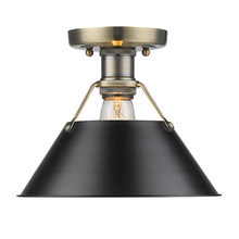 Golden 3306-FM AB-BLK - Orwell 1-Light Flush Mount in Aged Brass with Matte Black