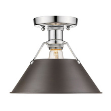 Golden 3306-FM CH-RBZ - Orwell CH Flush Mount in Chrome with Rubbed Bronze shade