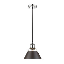 Golden 3306-S CH-RBZ - Orwell CH Small Pendant - 7" in Chrome with Rubbed Bronze shade