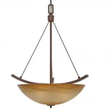 Golden 7158-3P RBZ - Three Light Rubbed Bronze Chiseled Antique Marble Glass Up Pendant