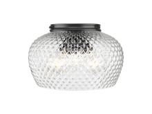 Golden 1088-3FM BLK-CLR - Adeline 3 Light Flush Mount in Matte Black with Clear Glass Shade