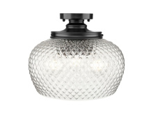 Golden 1088-3SF BLK-CLR - Adeline 3 Light Semi-Flush in Matte Black with Clear Glass Shade