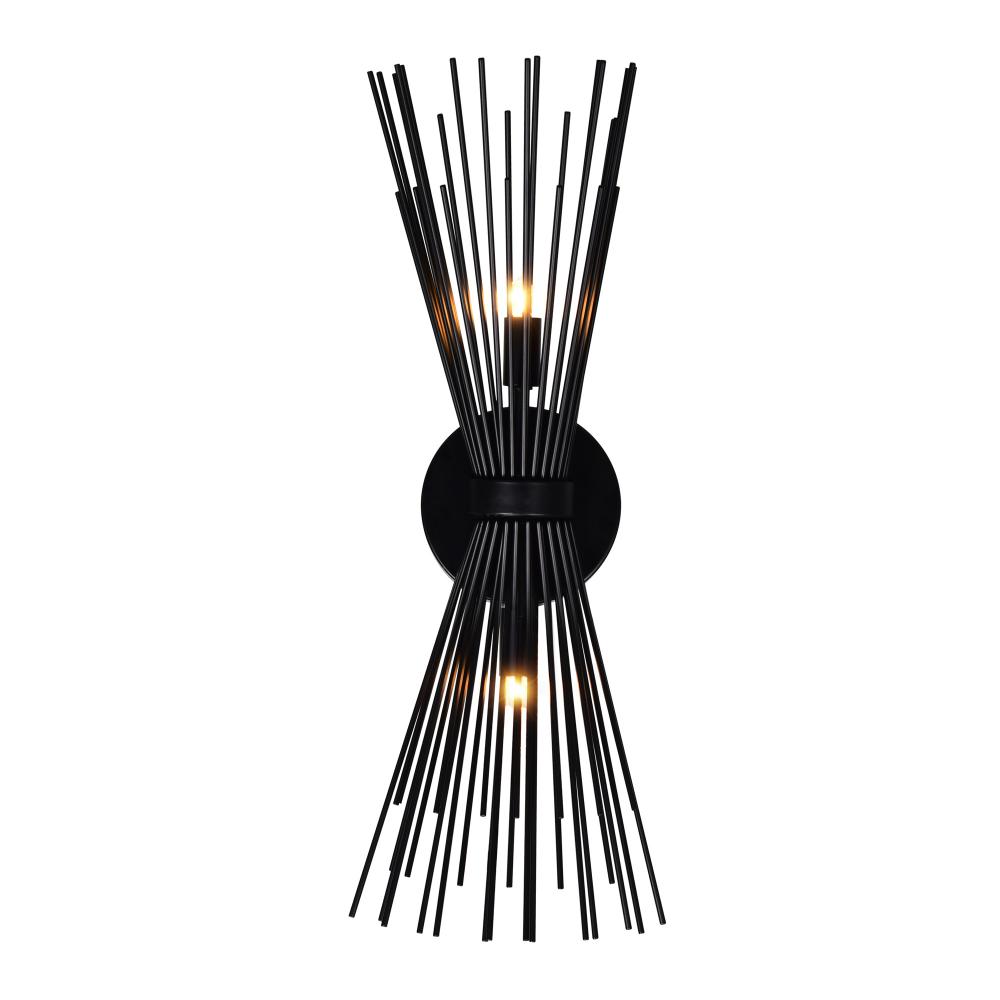 Savannah 2 Light Wall Sconce With Black Finish