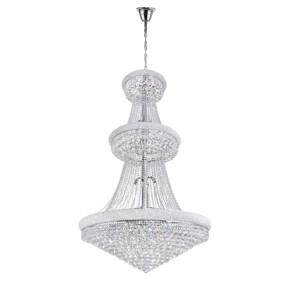 Empire 38 Light Down Chandelier With Chrome Finish