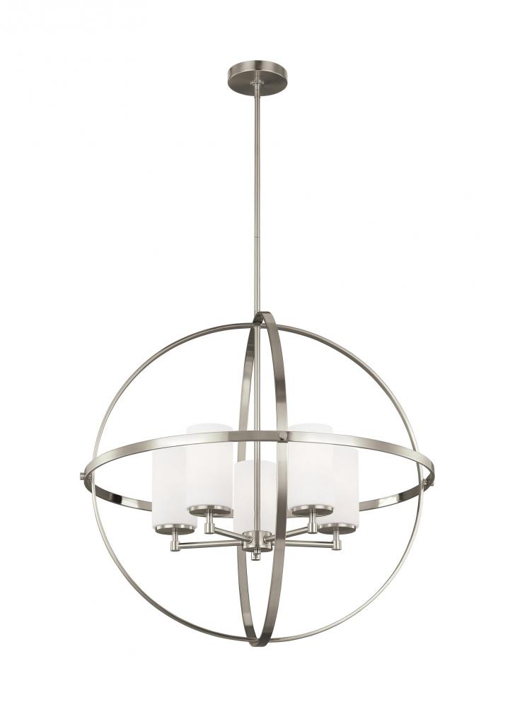 Alturas contemporary 5-light LED indoor dimmable ceiling chandelier pendant light in brushed nickel