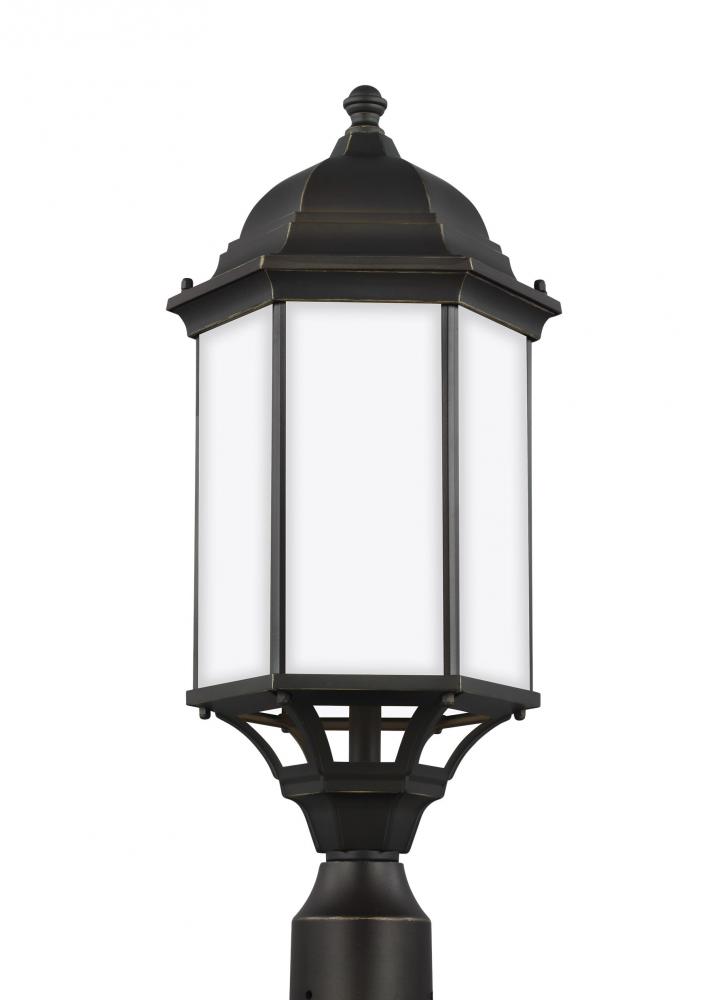 Sevier traditional 1-light outdoor exterior large post lantern in antique bronze finish with satin e