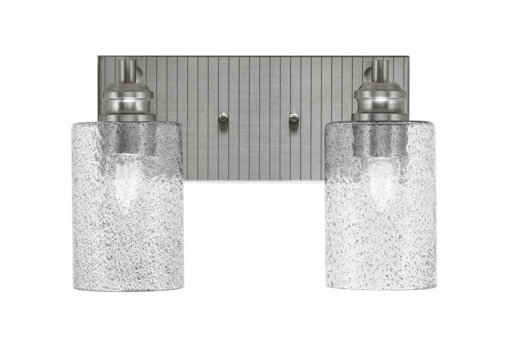 Edge 2 Light Bath Bar, Brushed Nickel Finish, 4" Smoke Bubble Glass