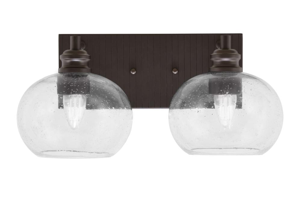 Edge 2 Light Bath Bar, Espresso Finish, 7" Clear Bubble Glass