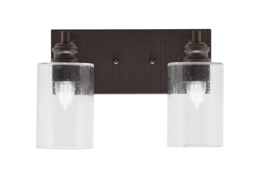 Edge 2 Light Bath Bar, Espresso Finish, 4" Clear Bubble Glass