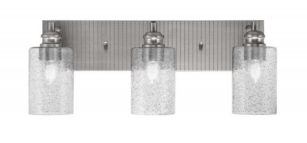 Edge 3 Light Bath Bar, Brushed Nickel Finish, 4" Smoke Bubble Glass