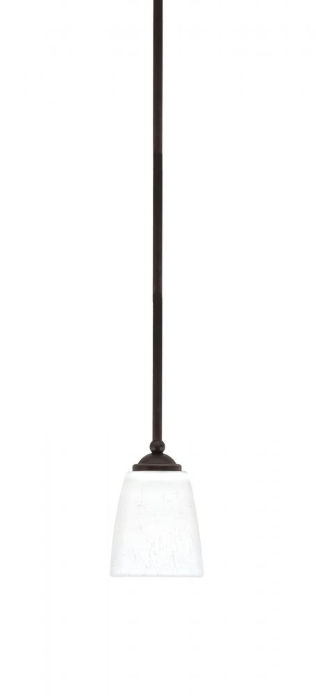 Zilo Stem Hung Mini Pendant, Dark Granite Finish, 4.5" Square White Muslin Glass