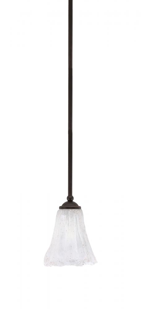 Zilo Stem Hung Mini Pendant, Dark Granite Finish, 5.5" Fluted Italian Ice Glass