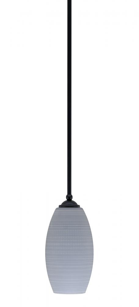 Zilo Stem Mini Pendant, Matte Black Finish, 5.5" Gray Matrix Glass