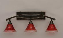 Toltec Company 173-BC-756 - Three Light Black Copper Raspberry Crystal Glass Vanity