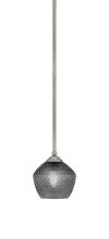 Toltec Company 560-GP-4622 - Zilo Stem Mini Pendant, Graphite Finish, 6" Smoke Textured Glass