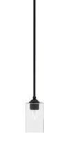 Toltec Company 560-MB-530 - Zilo Stem Mini Pendant, Matte Black Finish, 4" Square Clear Bubble Glass