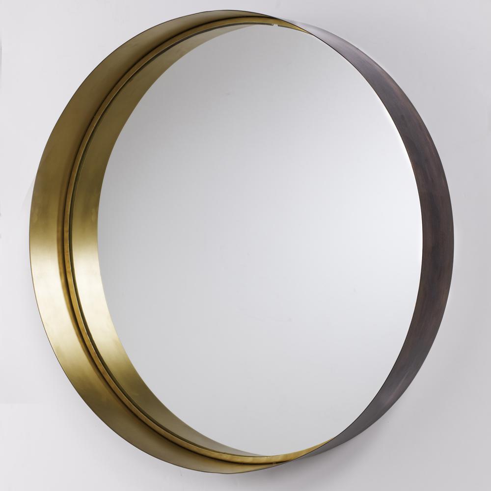 Bronze and Brass Round Mirror